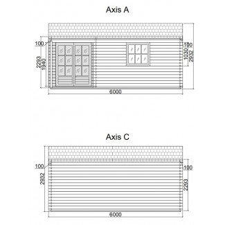 Caseta de jardin "ALPINA 6x5" - 44mm