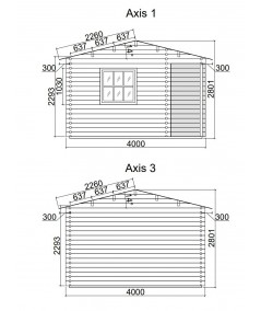 Caseta de jardín  ALPINA  5x4 , 20 m2 - 44 mm