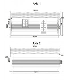 Garaje de madera  "BRIN 6" - 44 mm