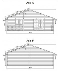 Casa de madera  "AINSA , 96 m2 + 20 m2 terraza " - 44 mm