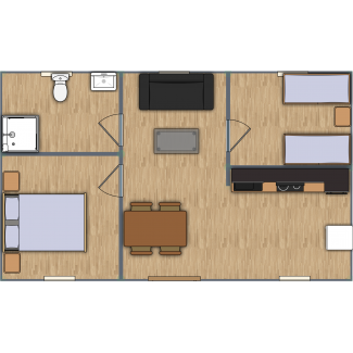 Casa de madera  AMANDA , 45 m2  - 70 mm