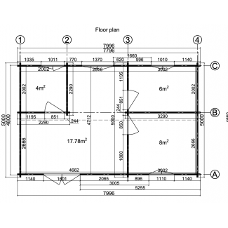Casa de madera "DAIVA , 40 m2 " - 70 mm