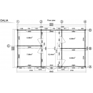 Casa de madera "DALIA , 45 m2 " - 70 mm