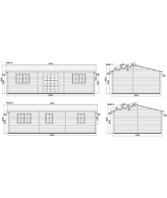 Casa de madera de doble pared  DALIA , 45 m2  - 44-50-44 mm
