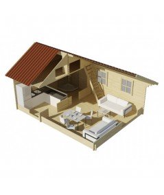 Casa de madera (altillo) NOGARA WOOD 40 m²  , 70 mm